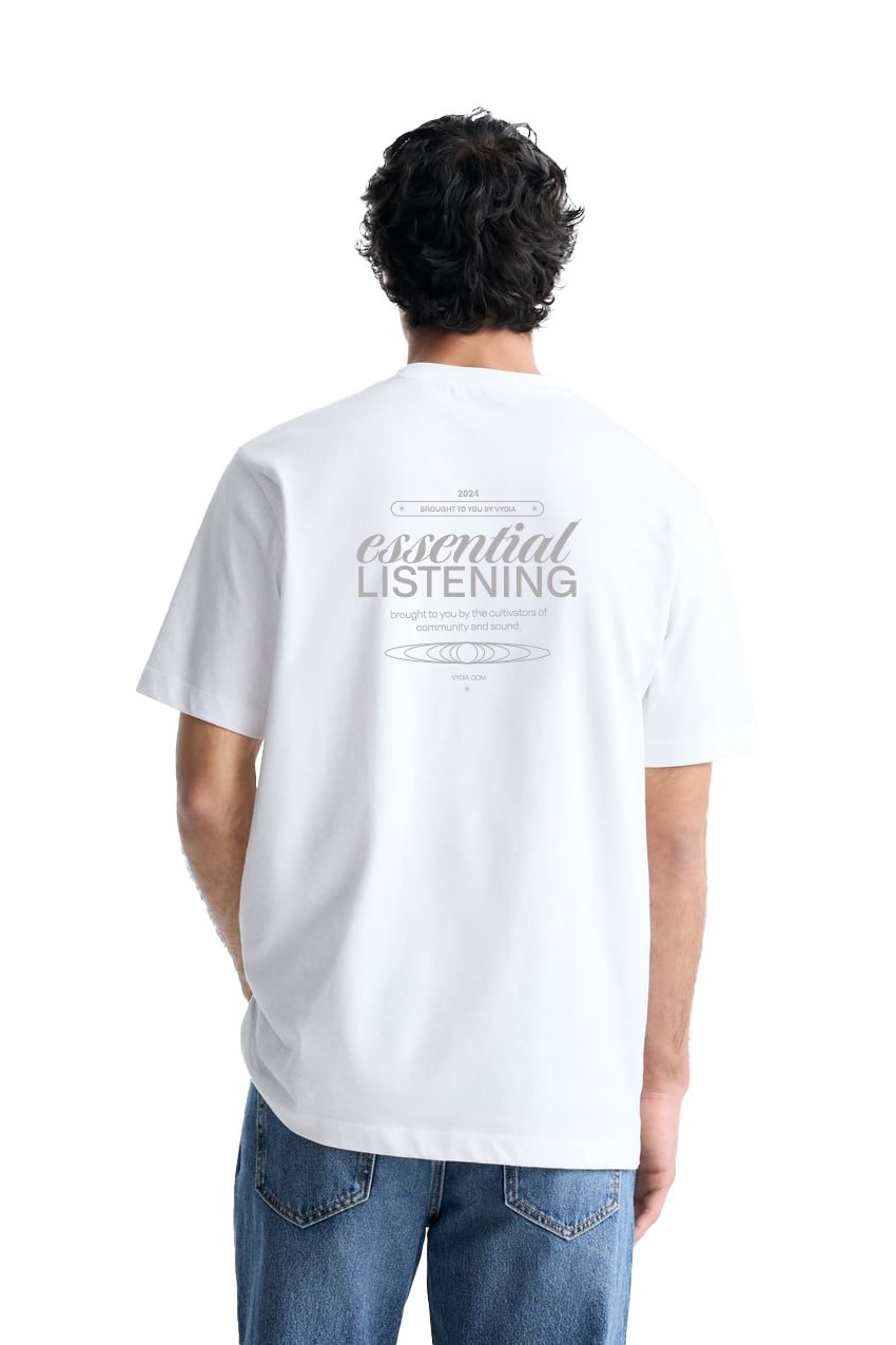 essential listening white tee