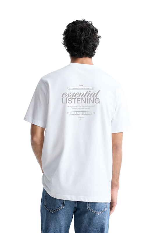 essential listening white tee