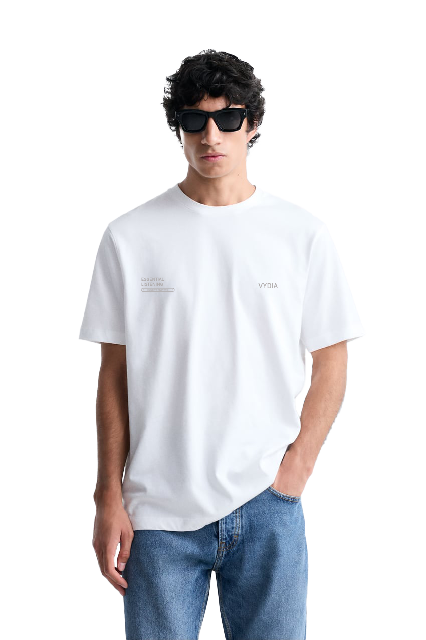 essential listening white tee