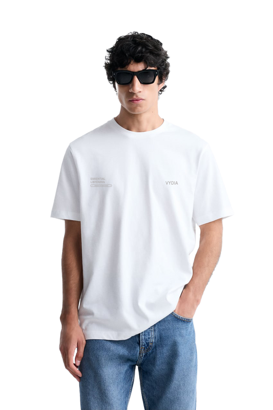 essential listening white tee