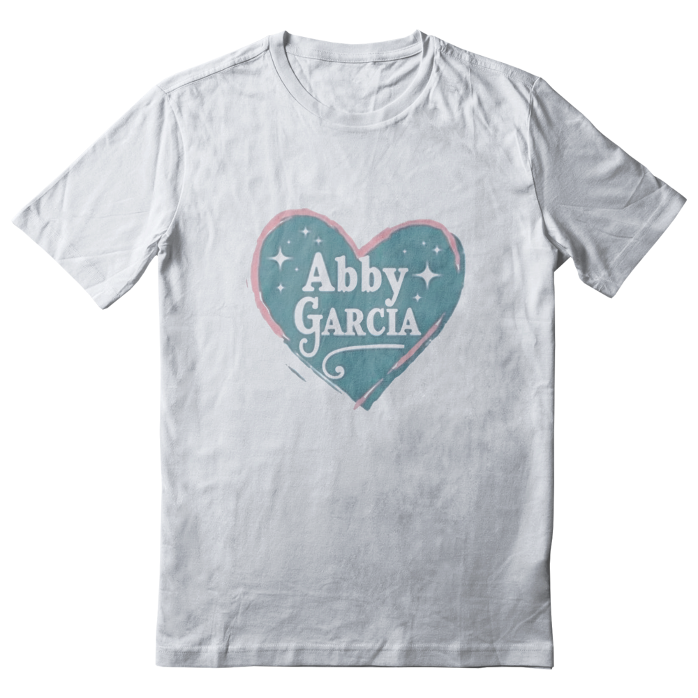 Abby Garcia Moody teal and baby pink heart outline with a grunge faded look shirt